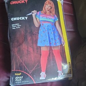 Chucky Adult Plus Costume with Wig and Socks